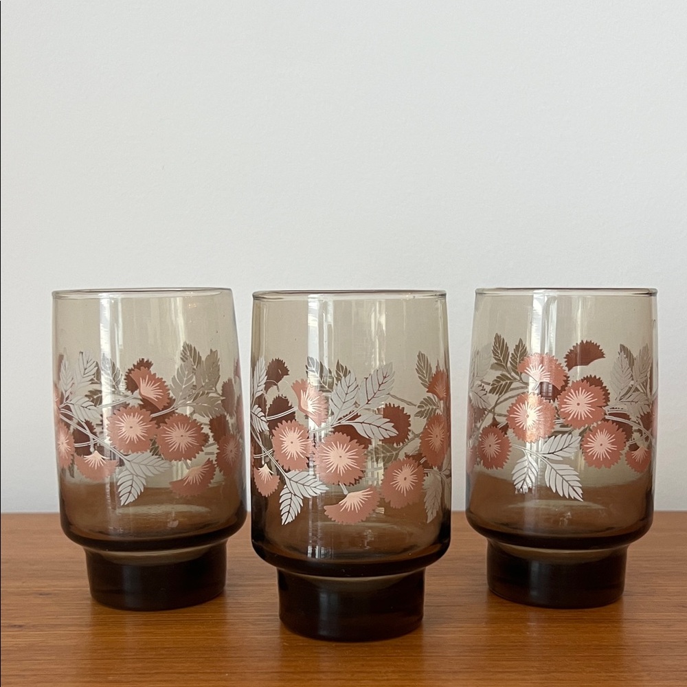 Vintage Libbey Amber Tumbler Drinking Glasses
